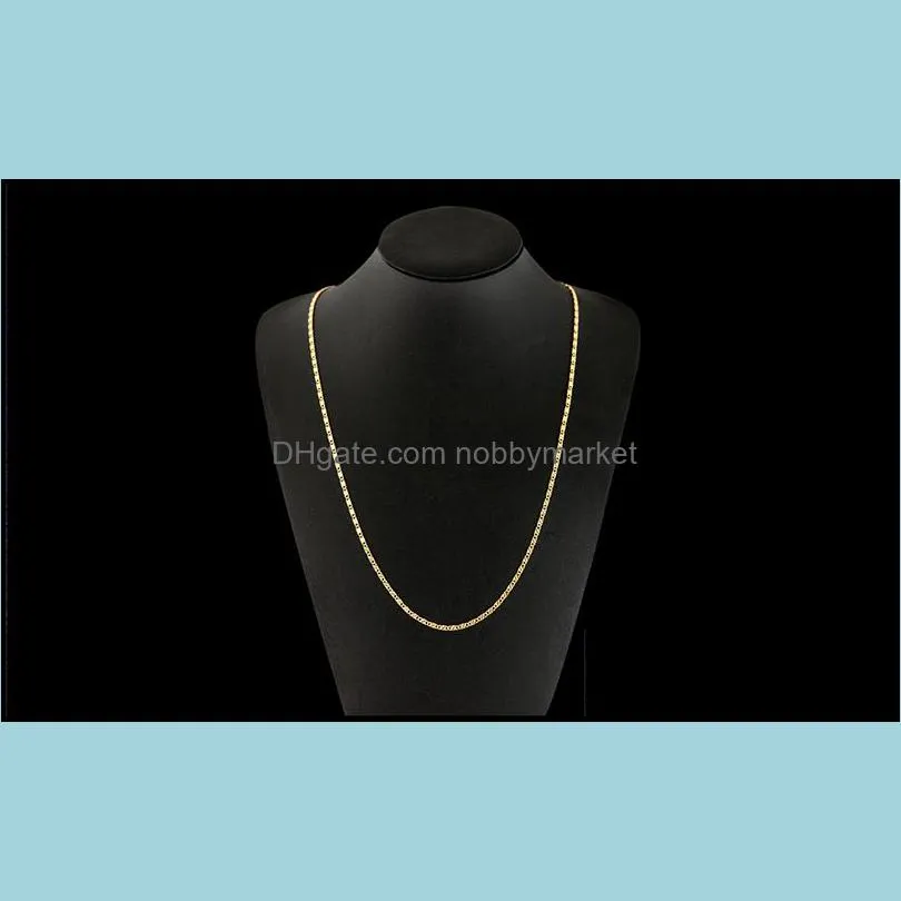 2MM 18k Gold Chains Necklace Fashion women`s choker necklaces For Ladies Luxury Jewelry 16 18 20 22 24 26 28 30 inches