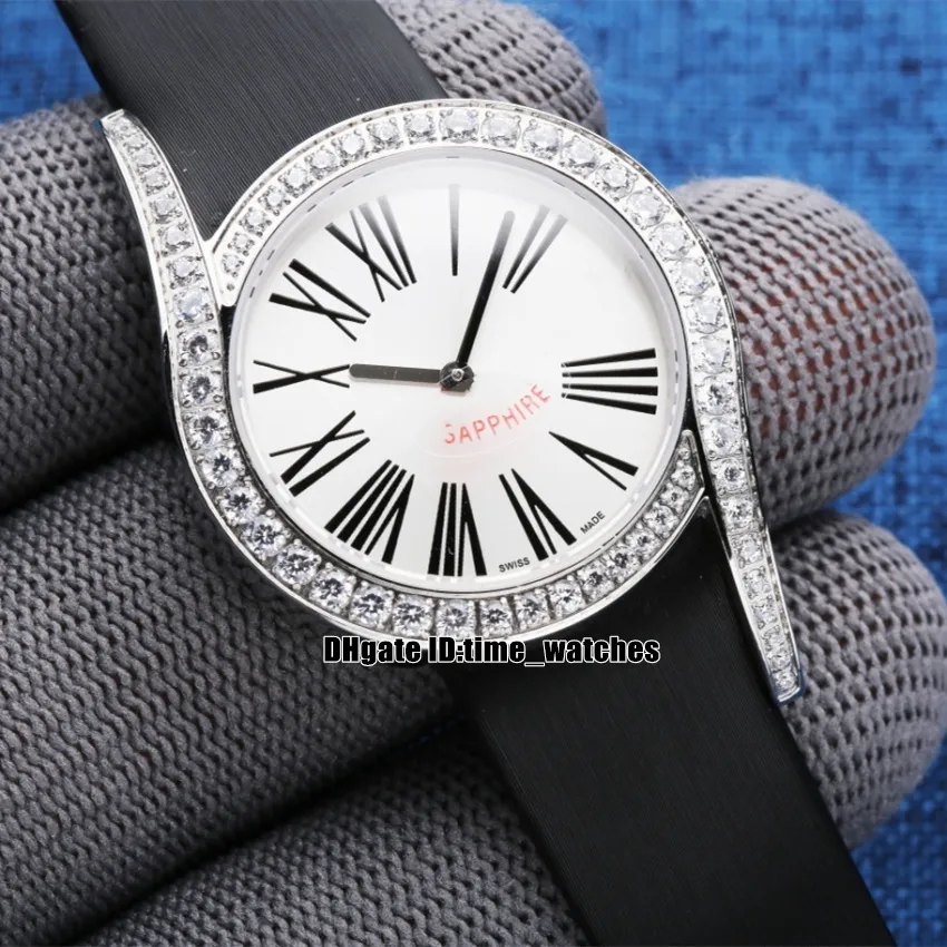 Wysokiej jakości 32mm Limelight Gala G0A38160 Miyota Quartz Watch Watch Diament Bezel White Dial Black Leather Strap New Fashion Lady Sukienka Zegarki