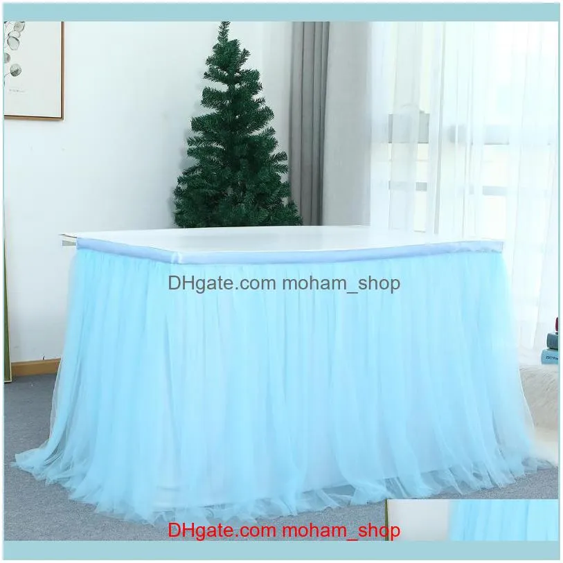 Birthday Party Table Skirt Tutu Tulle Tableware Cloth Halloween Christmas Birthday Party Table Decoration Soft Home Textile