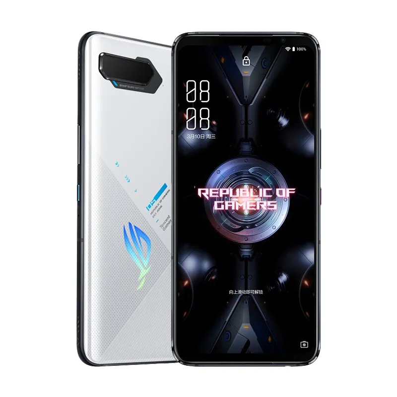 Original Asus Rog 5 5g Mobiltelefon Gaming 12GB RAM 128GB 256GB ROM SNAPDRAGON 888 64.0MP 6000MAH Android 6.78 "Amoled Full Screen Fingerprint ID Face Smart Cellphone