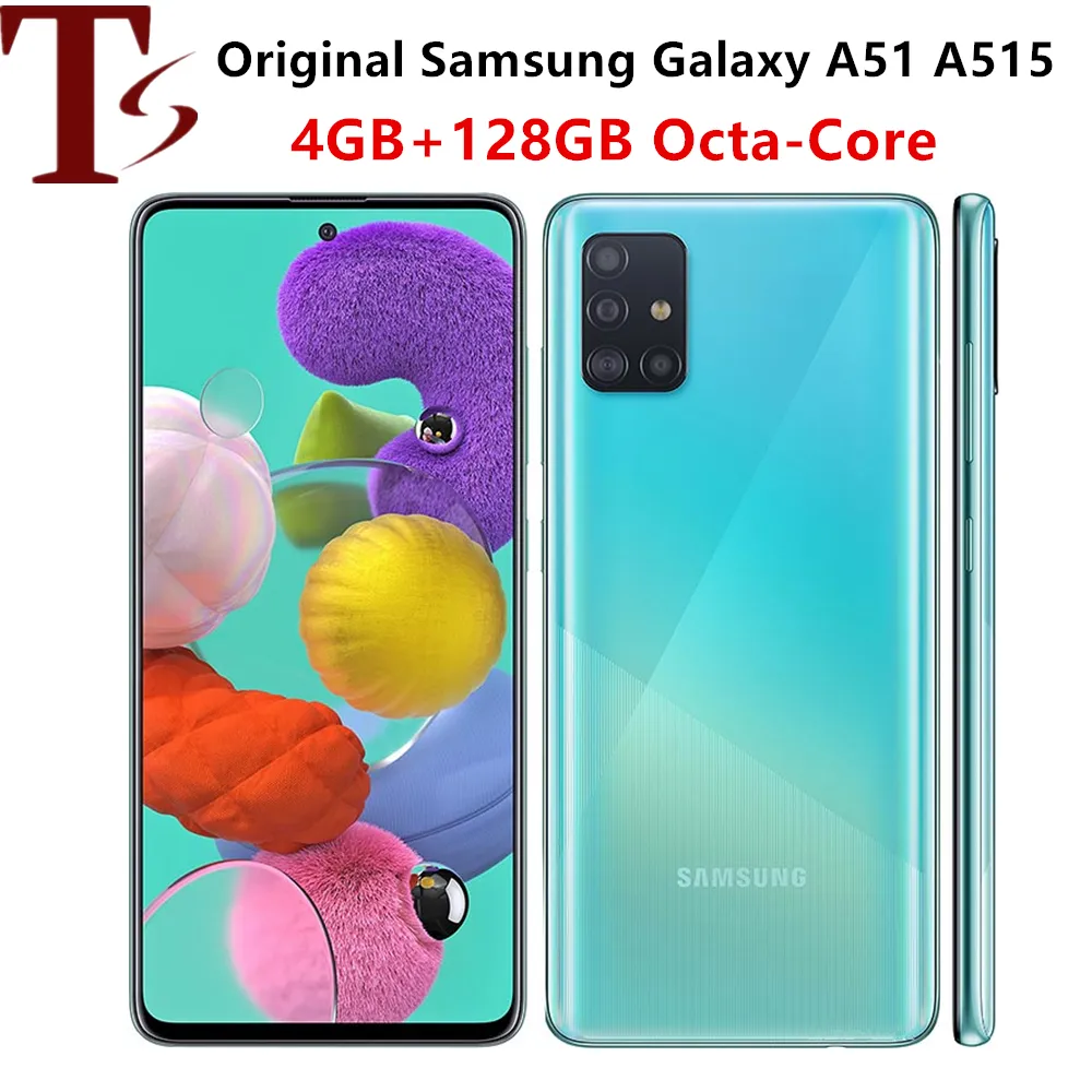Восстановленное Samsung Galaxy A51 A515 6,5 дюймов 128 Гб ROM 4G LTE мобильный телефон Восьмиядерный смартфон 1 шт.
