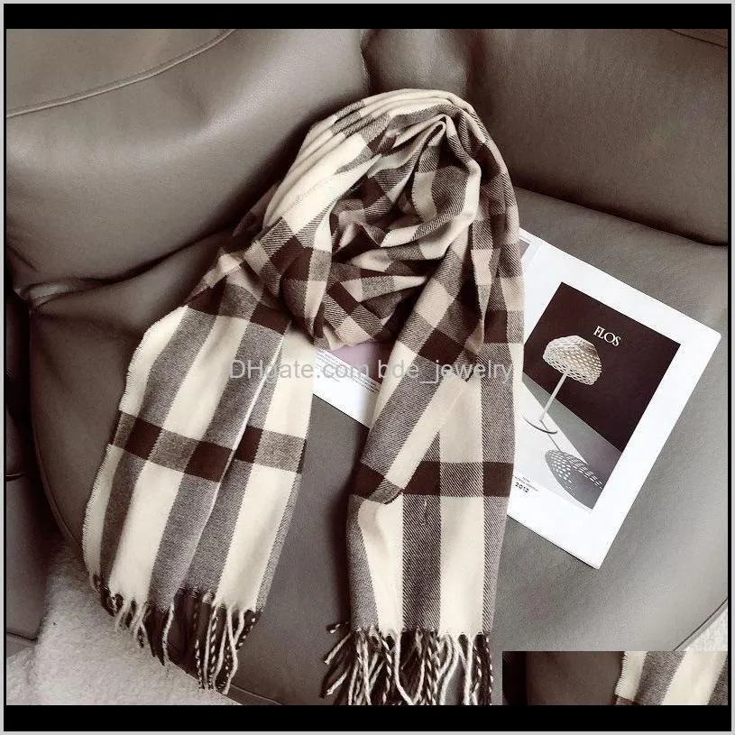 autumn winter plaid tassel cashmere scarf lady thickened warm shawl oversized women scarves