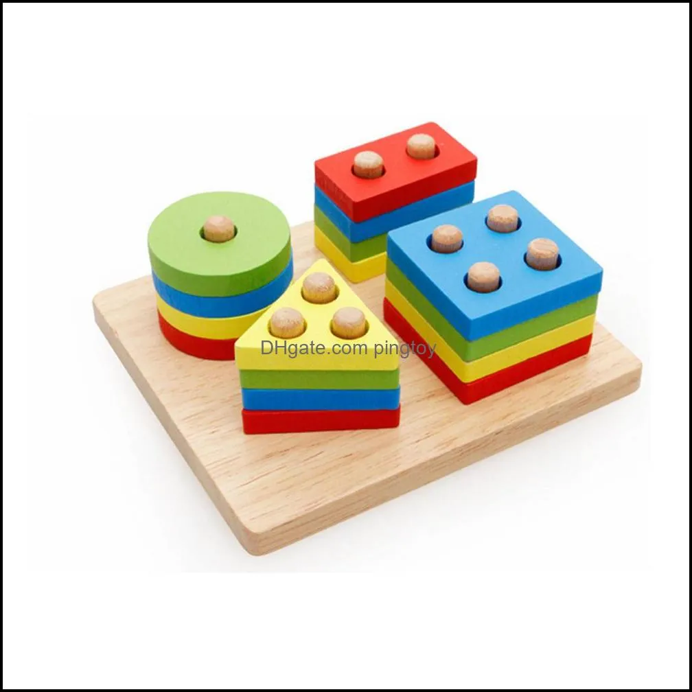 Early childhood children`s educational toys wooden pole geometry shape intellige learning tools Toys & Games