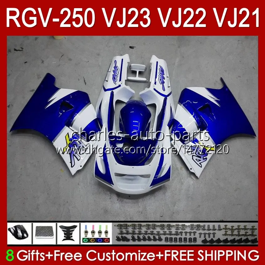 OEM Łwycenia SUZUKI RGV250 SAPC VJ23 RVG250 250CC VJ 23 Cowling RGV-250CC 97 98 Bodywork Blue Blk Blk 107HC.11 RGV-250 Panel RGVT-250 RGVT RGV 250 CC 1997 1998 Bodys