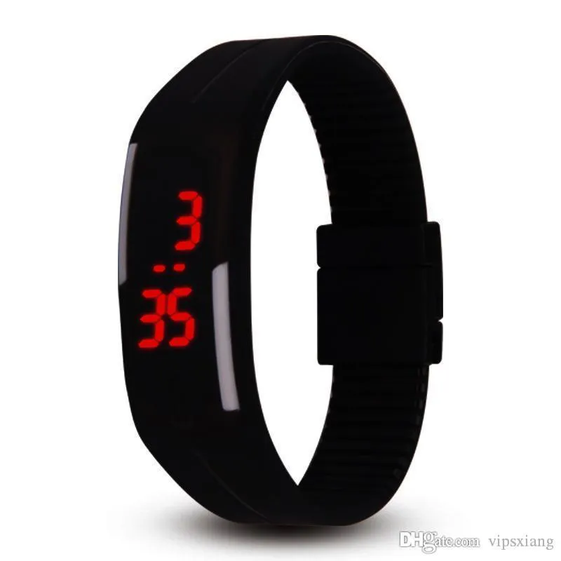 montre de couleur bonbon de mode 14 couleurs Gelée de silicone Unisexe Sports LED montres Hommes Femmes enfants Touch Digital Wrist Watc