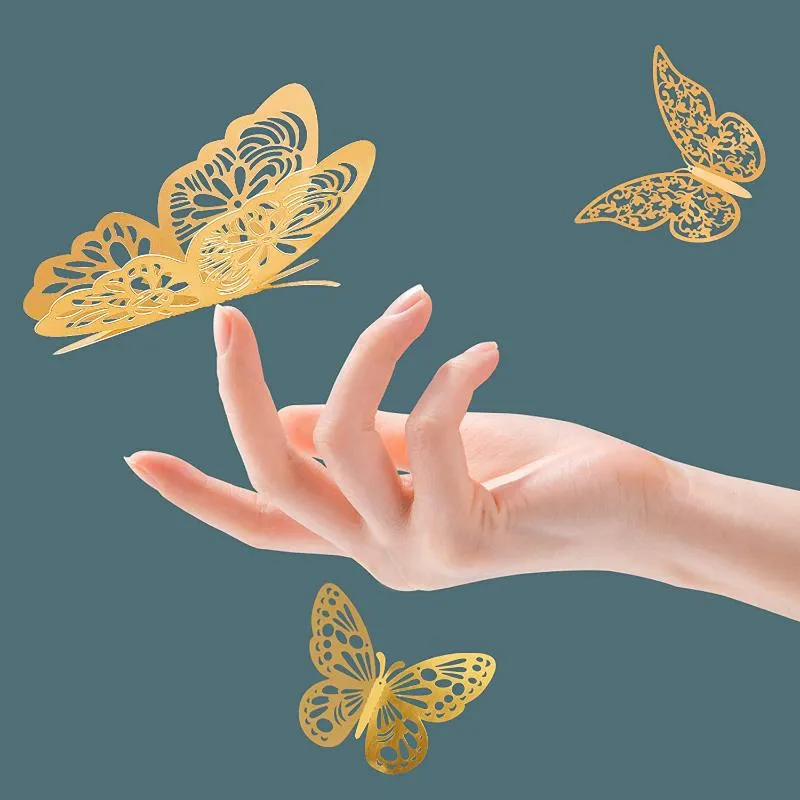 Wall Stickers 36Pcs 3D Artificial Butterfly Stickers, DIY Removable Hollow Decals, Used For Wall, Refrigerator And Wedding Decorations