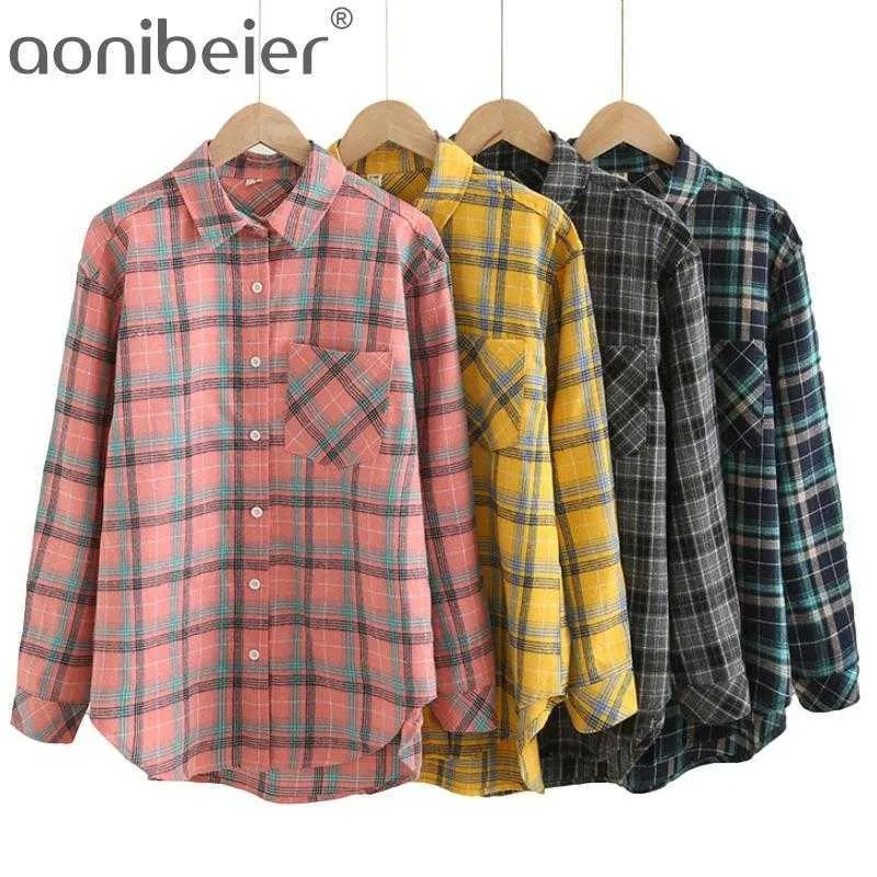 Blouse Shirt Women Vintage Plaid Blouses Plus Size Office Top's Clothing Blusas Mujer De Moda Bluzki Damskie 210604