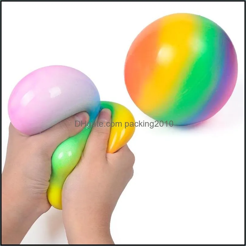 Creative Rainbow Venting Squash Ball Decompression Toy Squeeze Entertainment Release Pressure Ball Children Party Favors PPF4585