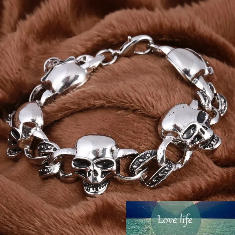 Mode Punk Lange Schädel Armbänder Für Männer Edelstahl Schädel Charme Link Kette Brecelets Männlichen Gothic Schmuck Männer Schmuck Fabrik preis expert design Qualität