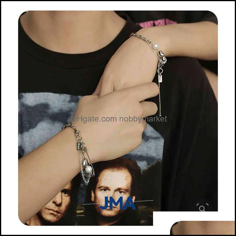 JMA niche designer basic pin shape Bracelet female couple hip hop street style love Shell Bead
