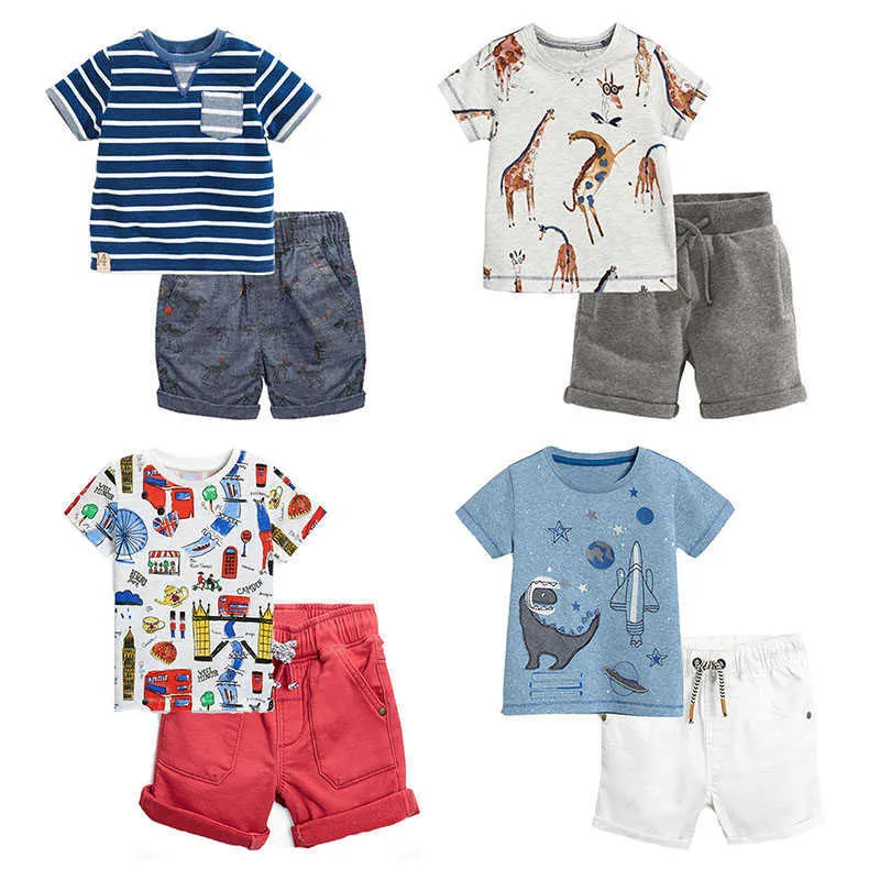 Neue 2021 Marke 100% Baumwolle Sommer Baby Jungen Kleidung Set 2 stücke Kinder Kleidung Anzug Bebe Kinder Kurzarm Kleidung set Baby Jungen X0802