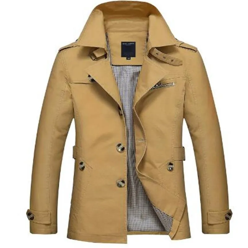 Men's Trench Coats Korean Overcoat Khaki Black PLus Size XXXL XXXXL 5XL British Style Slim Fit Coat Long Men Spring 2021 Man Windbreaker