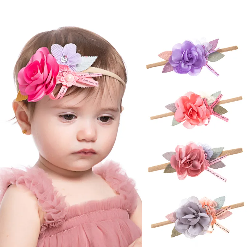 Babby Artificial Flower Headband Child Hairband Infant Baby Nylon Headband Princess Hair Accessories Kawaii Accessories