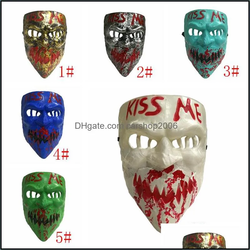 Festive Home Garden Kiss Me Mask Scary Fl Face Horror Devil Masquerade Masches Halloween Cosplay Prop Party Supplies DBC VT0946 DROP DELE