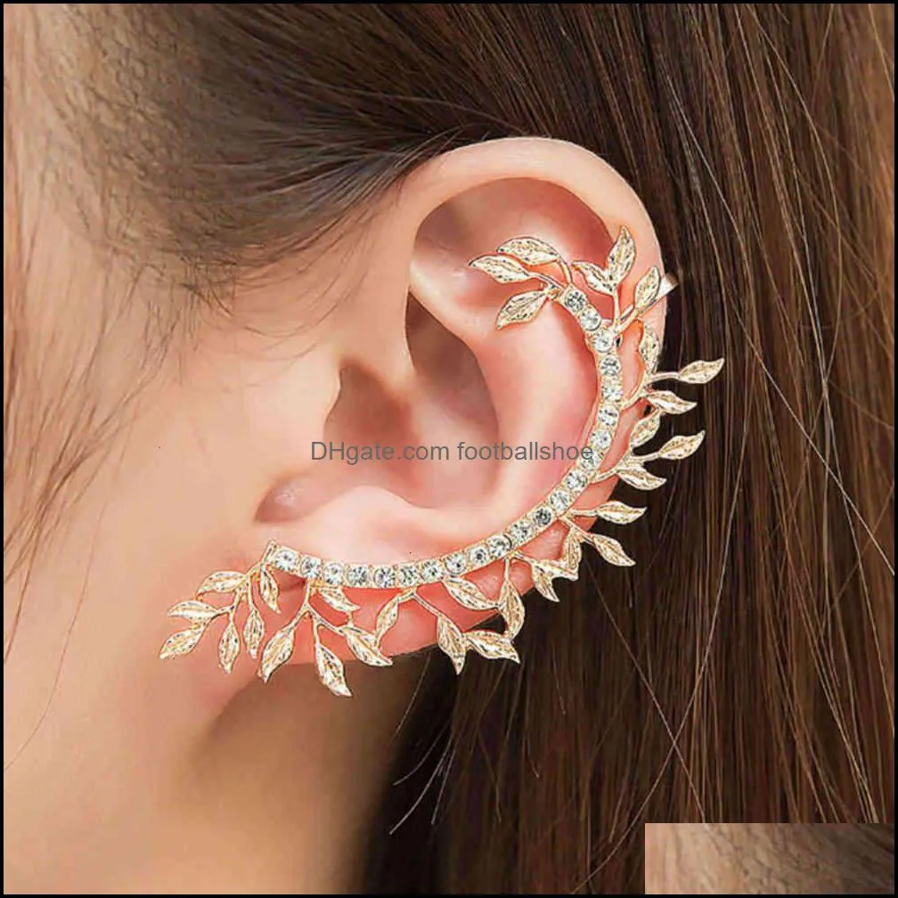 21ss No Bohemian Piercing Crystal Rhinestone Ear Manchet Wrap Stud Clip for Women Trendy Girl Earrings Jewelry Bijoux