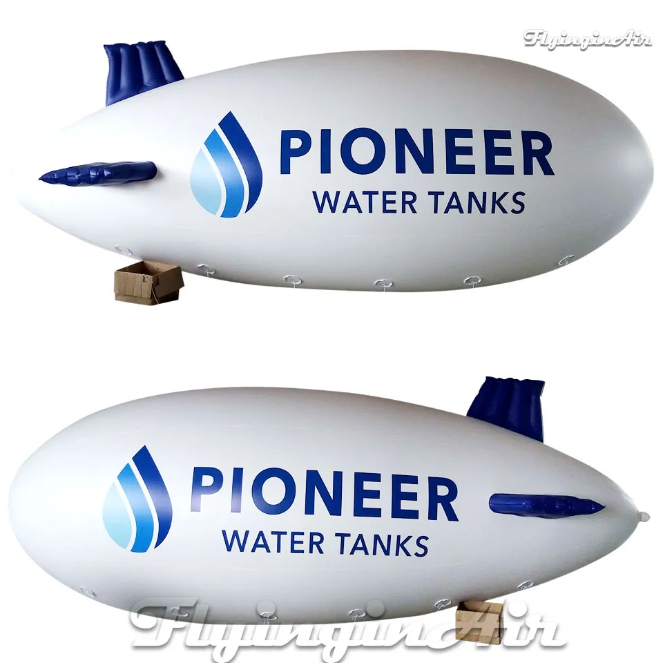 Customized Helium Balloon Advertising Inflatable Airship 6m Length Flying Aircraft Replica PVC Blimp With Logo Printed For Parade Show