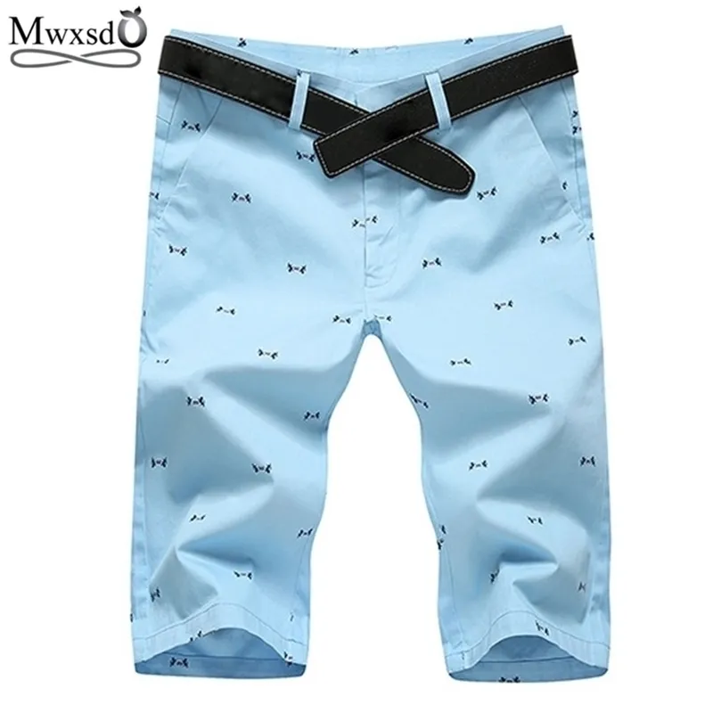 Mwxsd Marke Herrenmode Sommer Gerade Shorts Casual Bermuda Masculina Print Strand Männer 210713