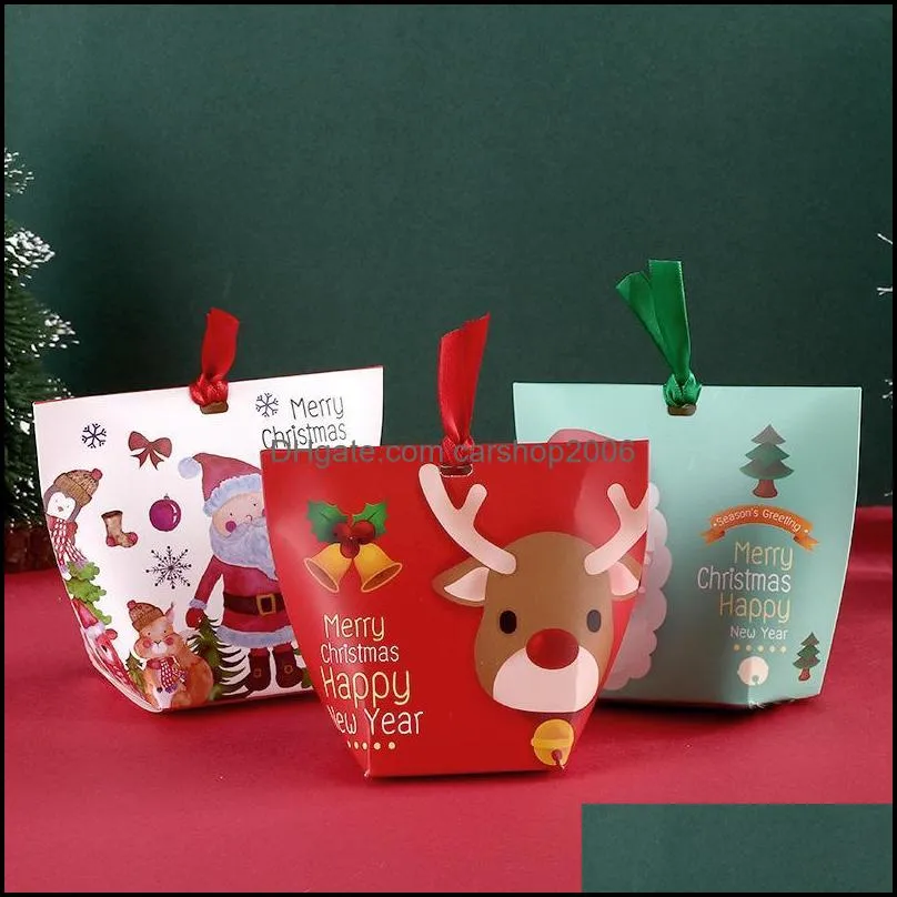 Creative Christmas Candy Packaging Boxes Xmas Mini Santa Elk Lovely Gift Packaging Boxes Chocolate Baking Package Party Decorations