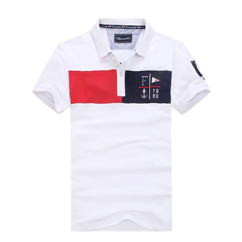 Faconable Summer Fashion Casual Homme Polo Kortärmad Män Polo Strech Bomull Andbar Sweat Absorption Stor storlek 3XL 210329