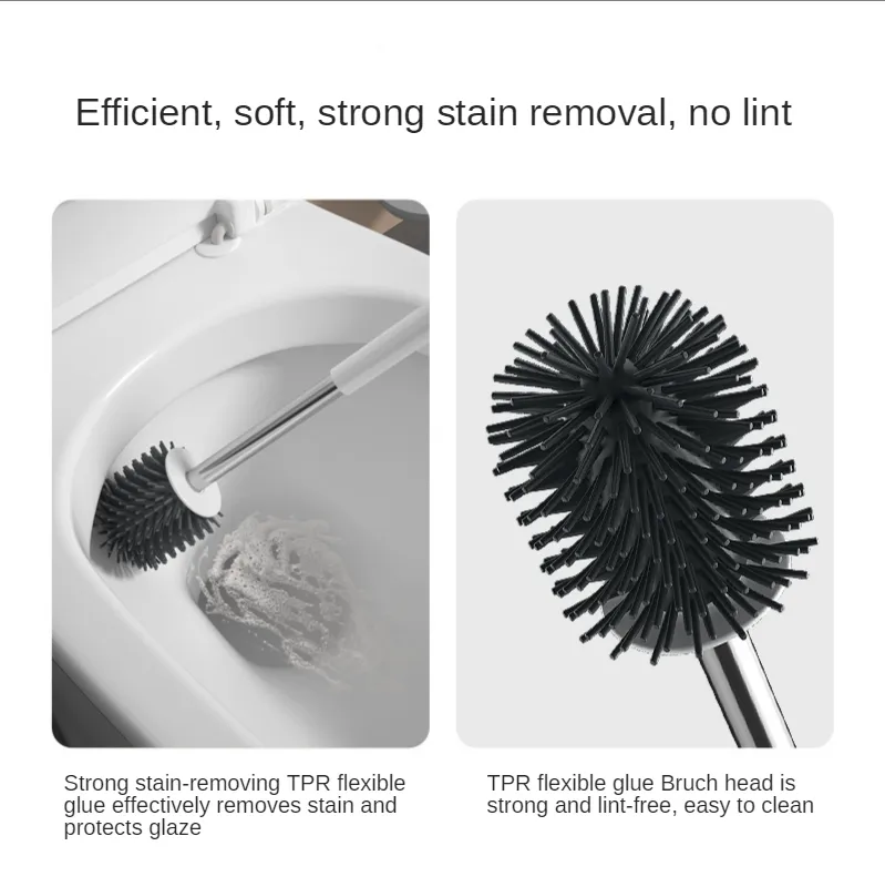 HOMEASY Scopino WC Silicone Con Supporto In Acciaio Inox, Spazzolino WC