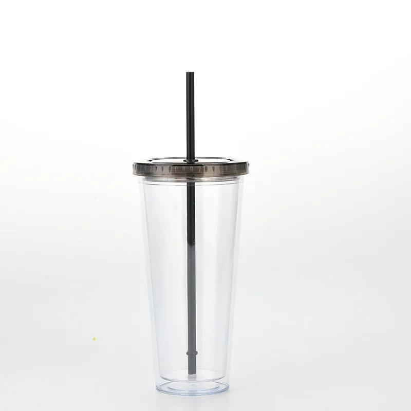 Bicchieri semplici da 22 once Bicchieri da viaggio Bicchieri di cannuccia di plastica Bicchieri trasparenti trasparenti bevande fredde con coperchio T500545