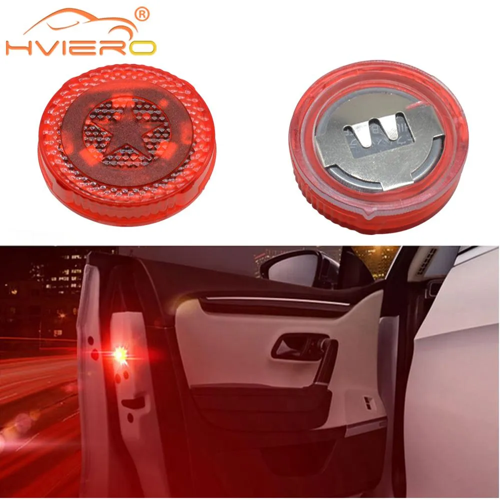 Red Magnetic Wireless LED Car Door Opening Warning Lights Waterproof Strobe Flashing Anti Rear-end Collision Safety Lamps Accessories DC 12V Styling