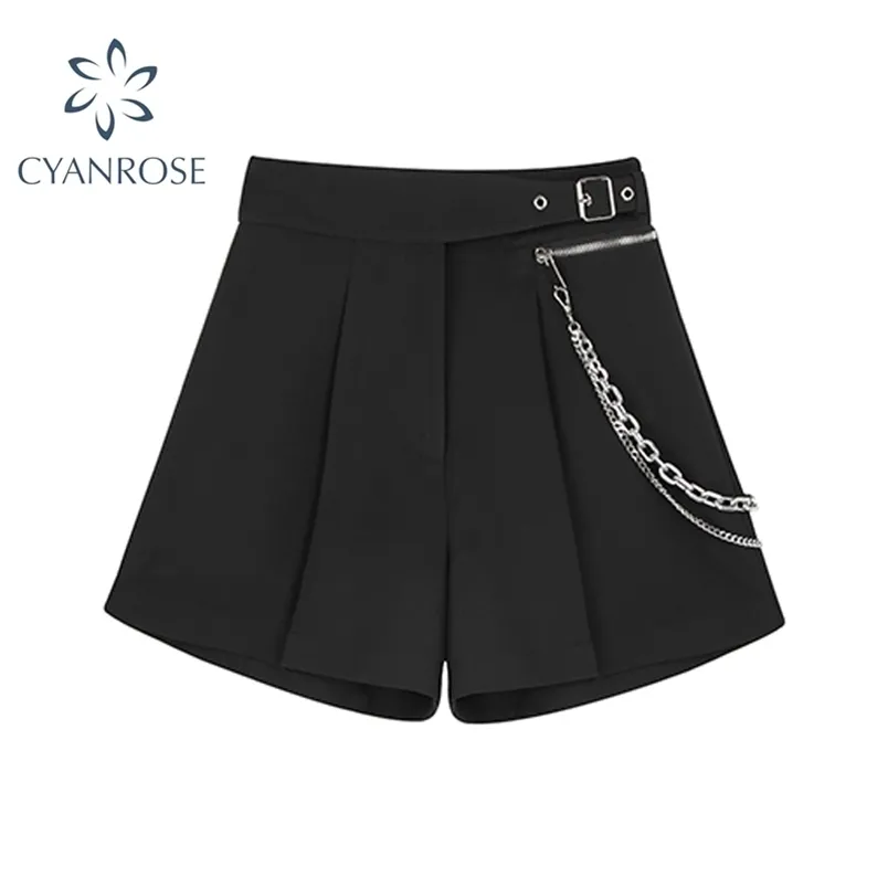 Mode kvinnor shorts hög midja lösa bf fickor streetwear hajuku vår sommar smal bred ben a-line ulzzang 210515