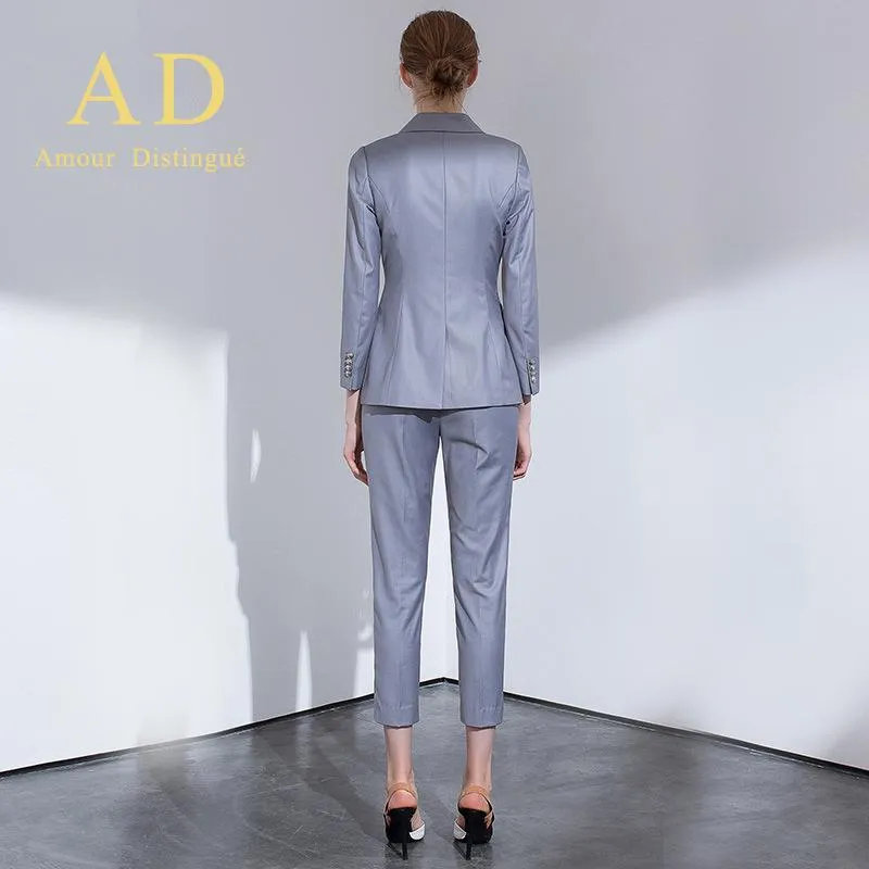 オンラインストア最激安 レディーススーツブレザーオフィスセットプロの女性ビジネス女性スーツプラスサイズグレーブレザーパンツデザイナーテーラーメイド21無料船 日本最安 Roebuckbuilders Com