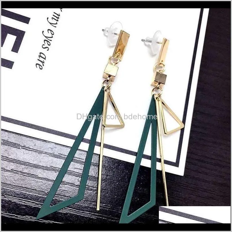 new arrival women modern korean style triangle tassel earrings long individuality fashionable wholesale custom china supplier