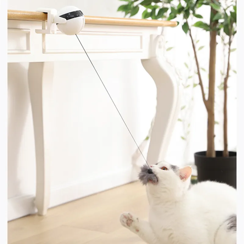 新しい電気猫のおもちゃ面白い猫のティーザーボールのおもちゃの自動持ち上がる春の棒ヨーヨーの持ち上がるボールインタラクティブパズルスマートペットのおもちゃ