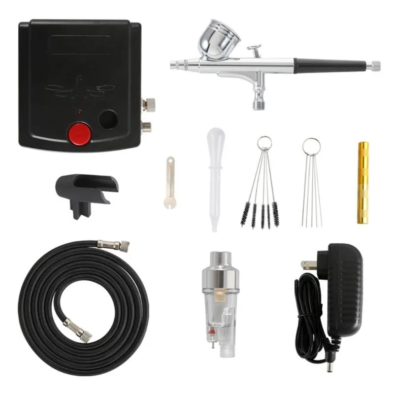 Multifunktion Mini Airbrush Kit Set Dual-action 0.3mm SprayGun Nail For Model Cake Bilmålning Professionella Spray Guns