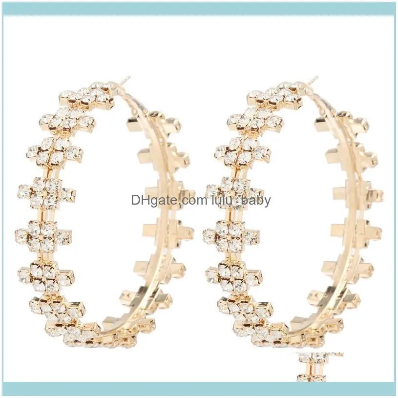 Pauli Manfi 2021 Fashion Exaggerated Metal Rhinestone Big Earrings Women`s Simple Classic Banquet Jewelry Accessories Hoop & Huggie