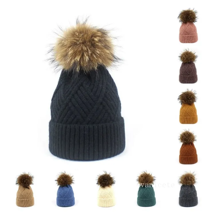 Party Hats 10 color Wool ball Hat Women's autumn and winter warm cap imitation wool ball knitted hats T2I52858