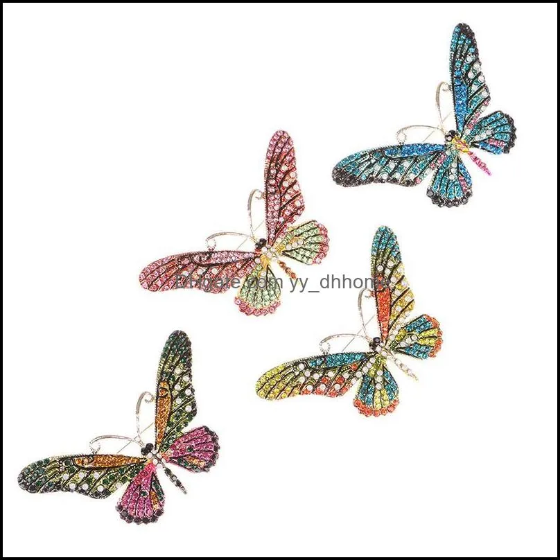 Pins, Brooches Classic Vintage Rhinestone Butterfly For Women Bridal Gift Dress Pins Jewelry Accessories Elegant Pin