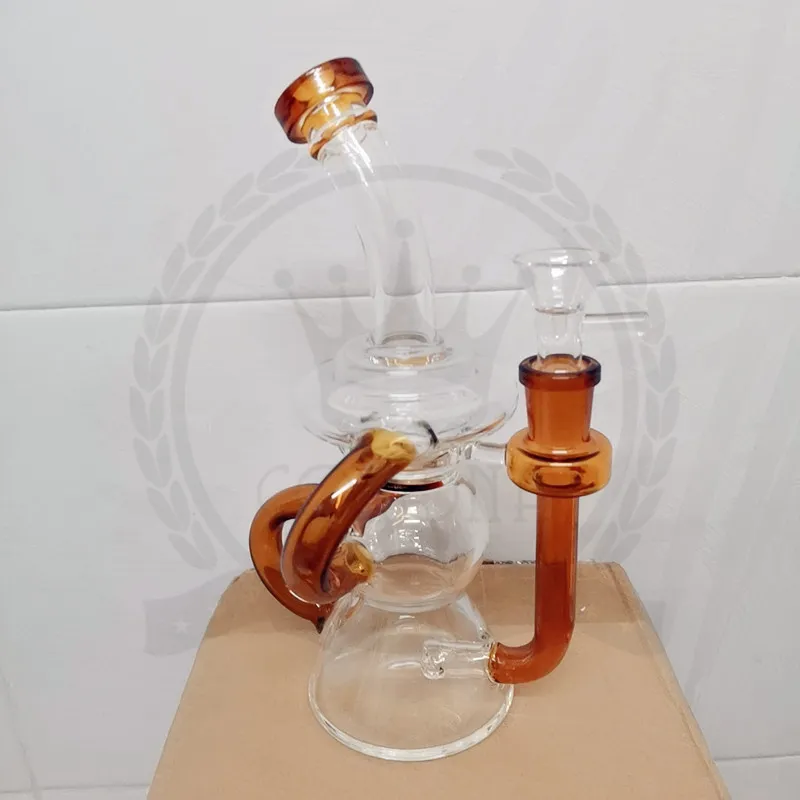 Bongs 물 담뱃대 유리 물 연기 파이프 히트맨 리사이클러 핑크 뱅커 네일 컬러