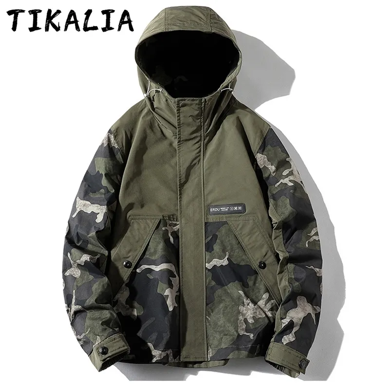 Harajuku Kurtka Mężczyźni Kamuflaż Kapturem Jacet Wiosna Wiosna I Jesień Wiatrówka Męskie Moda Odzież Wojskowa Wojska Coat Men Storage 210923