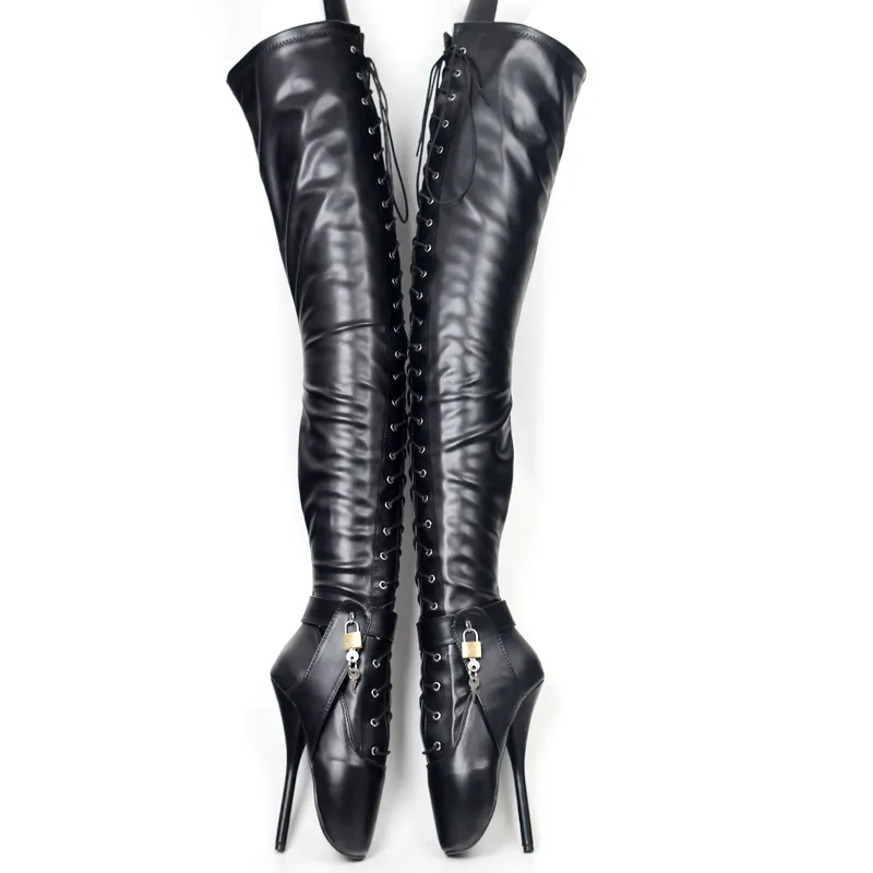 Fetish Corset Dominatrix / Dij / Kruis Boot Sexy 18 cm hoge hak balletlaarzen met slot