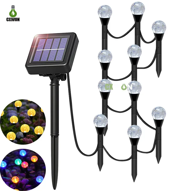 Lampes à gazon solaires Crystal Bubble Ball String Lights 10 15 20 30LEDs Lumière de paysage étanche pour le parc extérieur