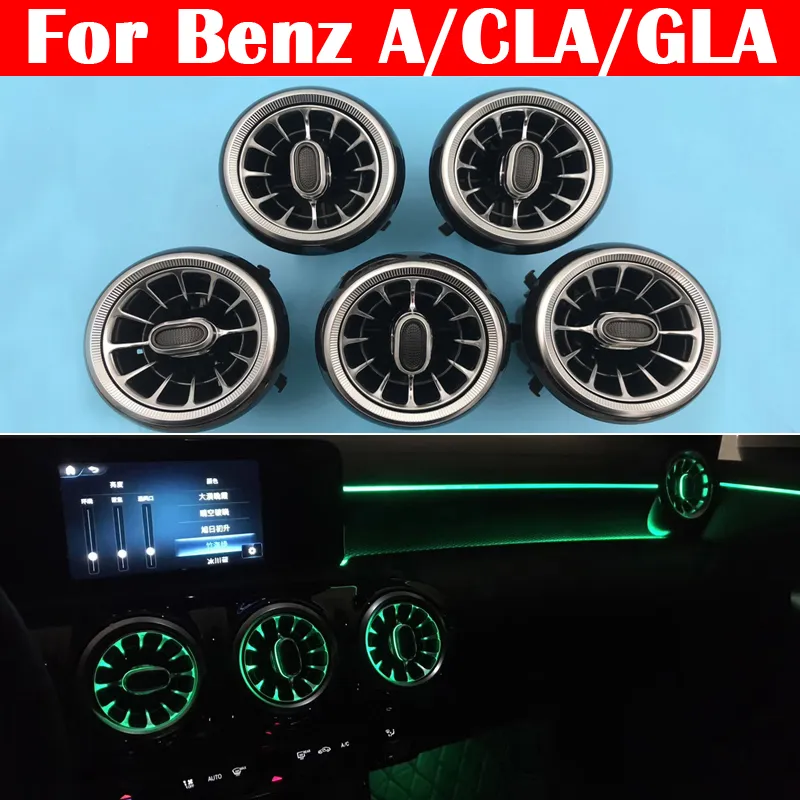 12-цветные светодиодные автомобильные вентиляционные вентиляционные отверстия турбины сопла атмосферная лампа для Mercedes-Benz A / CLA / GLA GLC класс W176 W117 W156 окружающий свет