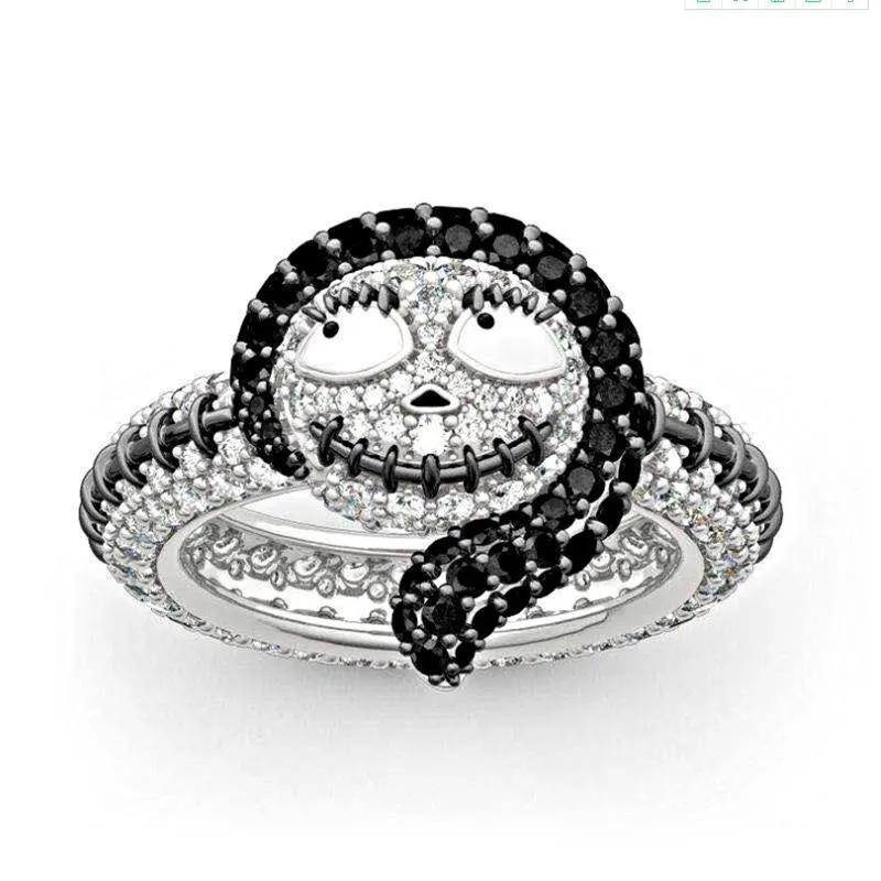 Harong The Nightmare Before Christmas Ring Sally Jack Enalj Punk Jewelry Party Love Par Crystal Ghost Rings Women Gift Cluster238q