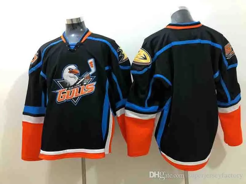 Men Ducks  Gulls Jerseys Ice Hockey AHL Blank Jersey Home White Breathable All Stitched 