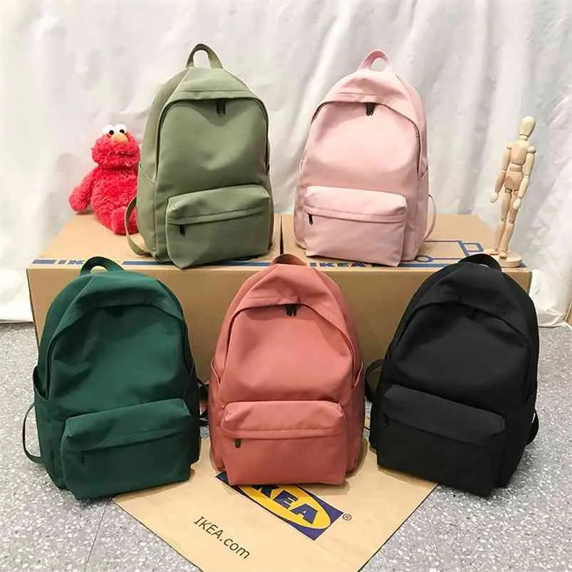 Hokodo Plecak Dla Kobiet Solidna Kolor Torba Szkolna Dla Nastoletnich Dziewczyn Torba Podróży Ramię Multi Kieszonkowy Nylon Back Pack Mochila 210922