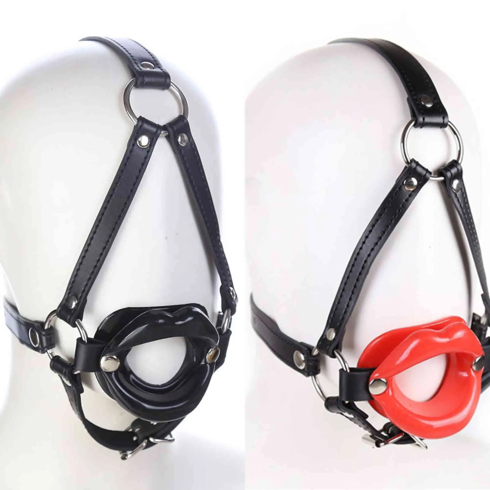 Bondages Harness Bondage Oral O Ring PU Leather Silicone Lip Open Mouth Gag fixation Head Strap Restraint BDSM Adult Sex Toys 1122