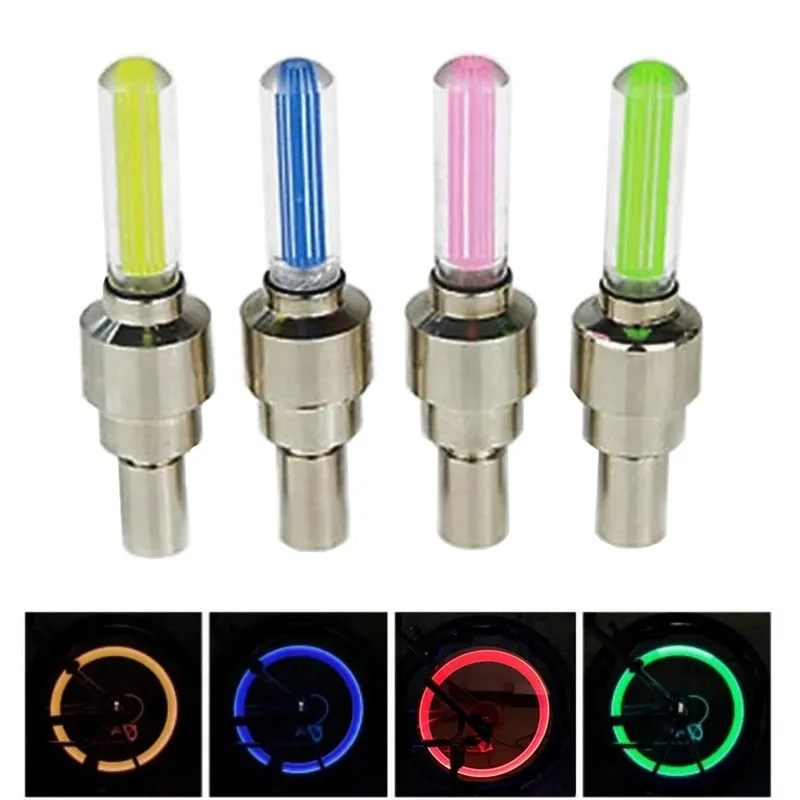 LED Gadget Bicycle Car Motor Wheel Tyre Tire Valve Cap Neon Flash Lamp Light Outdoor Cycling Mountain Bike Warning