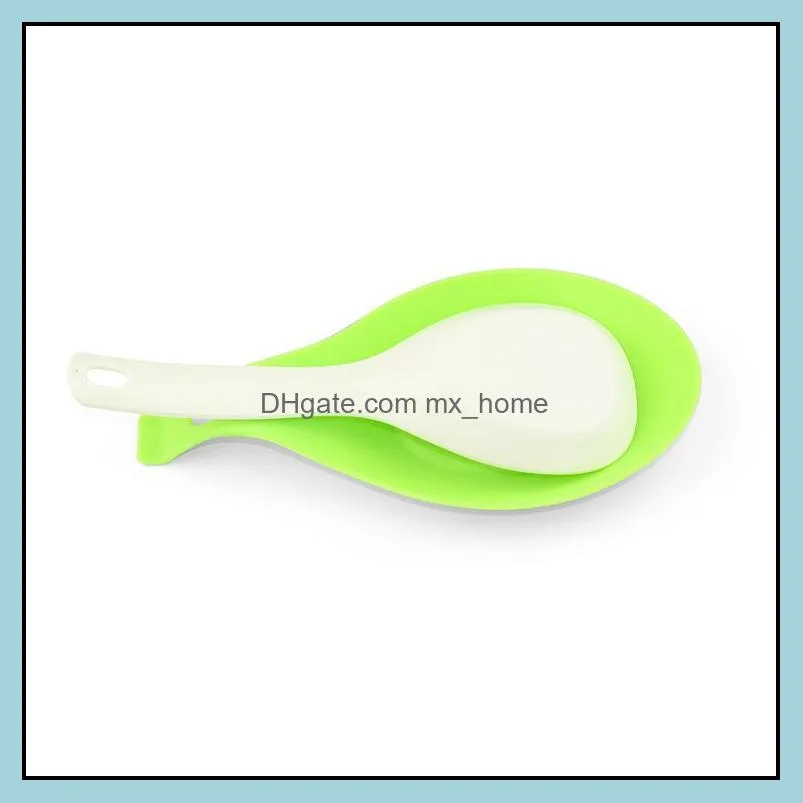 Kitchen Storage & Organization 10PCS Heat Resistant Non-stick Silicone Spoon Rest Tray Household Restaurant Dinnerware Mat Cooking