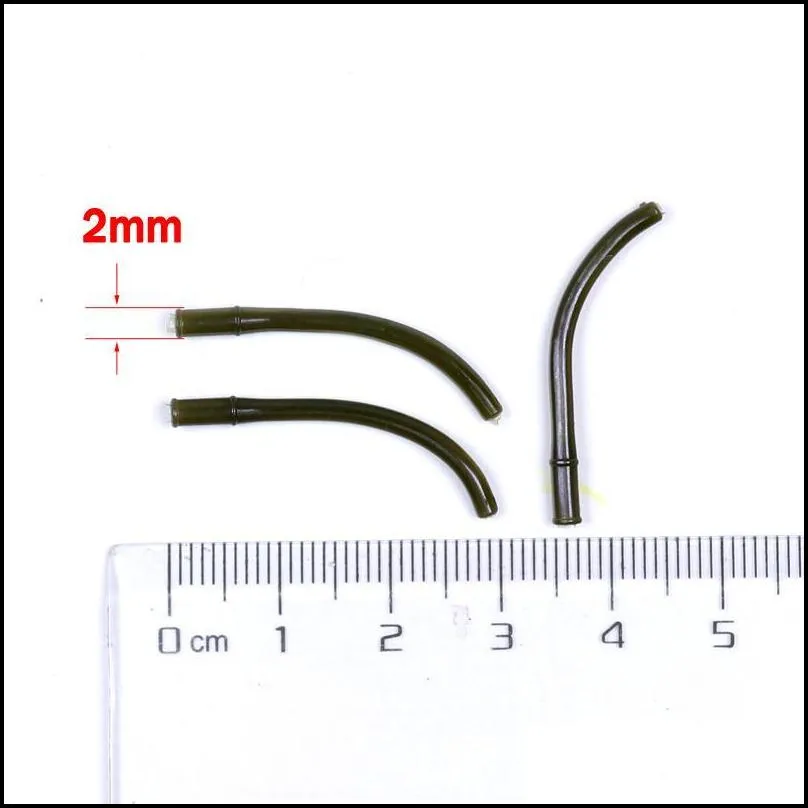 Fishing Accessories 10pcs Carp Rig Rubber Sleeve Camo Green Withy Pool Alingers Easy To Use 2-10 Hook Steamed Suit Coarse