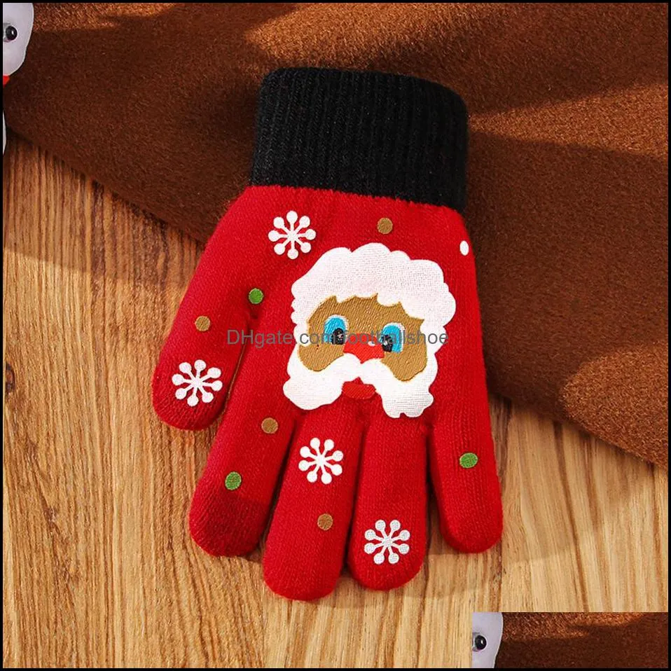 Christmas Glove Full Finger Touch Screen Snowflake Knitted Warm Gloves Unisex Kniting Snowflake Kids Adult Five Fingers Gloves LJJP640