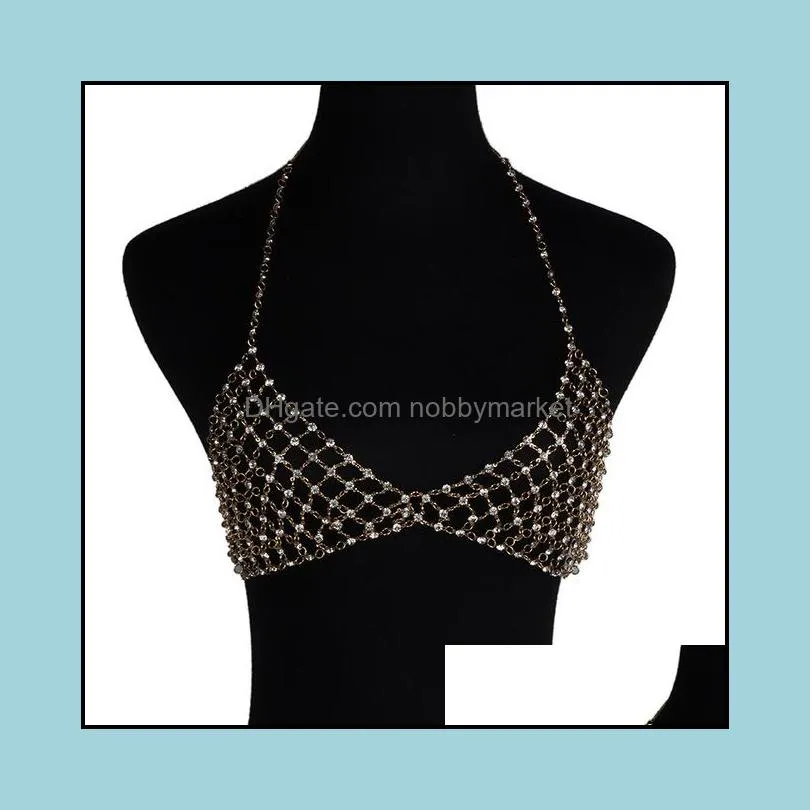 Best lady 2017 Sexy Women Love Rhinestone Bra Brassiere Body Necklace Chain Summer Hot Fashion Statement Necklace Jewelry 4468
