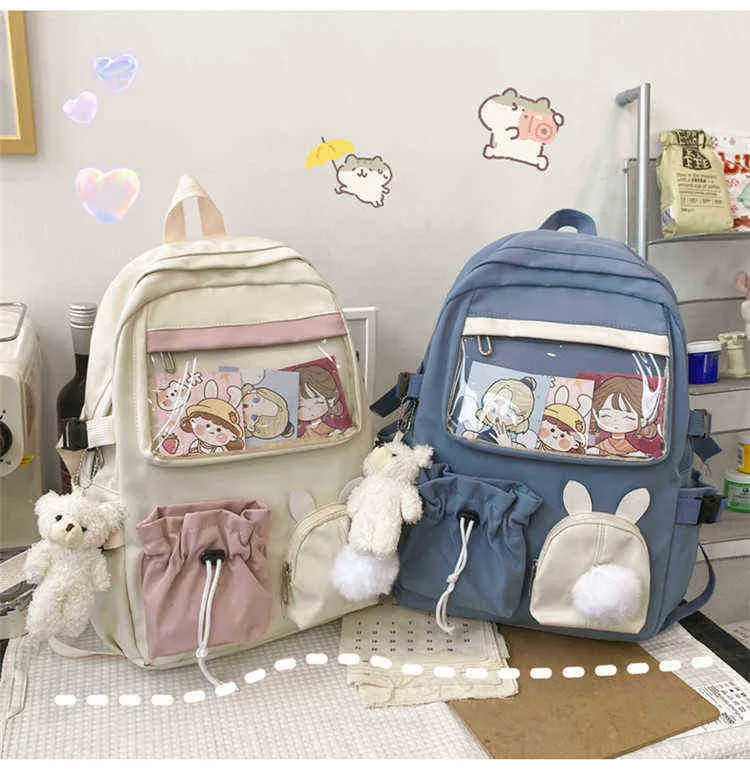 3d Rucksack Rosa Cartoon Weibliche Bunny Anime Schule Tasche Kawaii