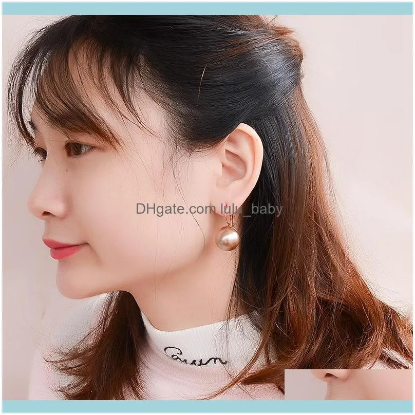 Lovely Candy Color Pearl Hoop Earrings For Women Romantic Jewelry 2021 Fashion 316l Stainless Steel Ear Cuff Drop & Huggie